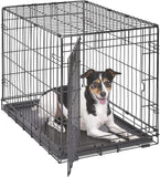 30-Inch iCrate for Medium Breeds, 21-40 lbs, Single Door Folding Dog Crate with Divider Panel