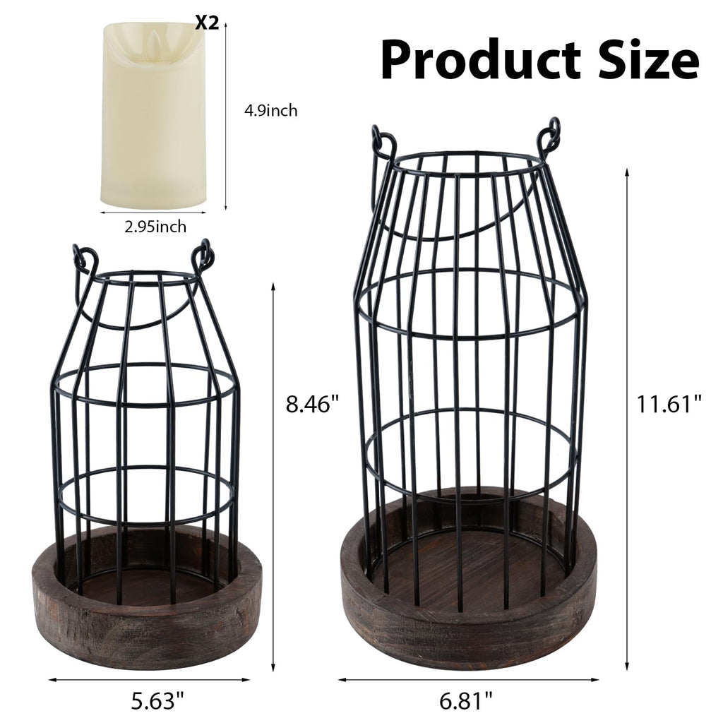 Farmhouse Lantern Decor Rustic Home Decor Lantern with Flameless Candles