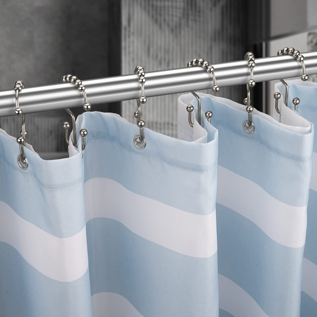 Shower Curtain Hooks Rings, Rust-Resistant Metal Double Glide Shower Hooks Shower Rods Curtains, Set of 12 Hooks