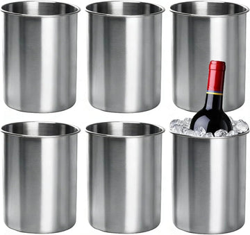 Stainless Steel Wine Chiller, Champagne Bucket, Wine Chiller Bucket - Set of 6