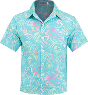 Boy's Button Down Hawaiian Shirt Short Sleeve, Kids Summer Beach Hawaiian Shirts for Boys