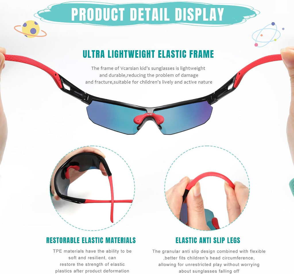 Kids Sunglasses Polarized Baseball Glasses for Boys Girls