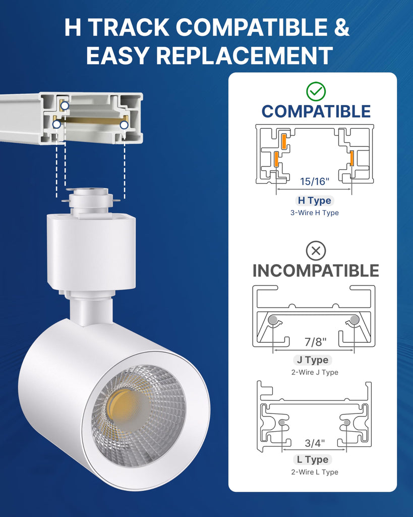 H Type LED Track Lighting Kit, 10W 800LM Dimmable, White