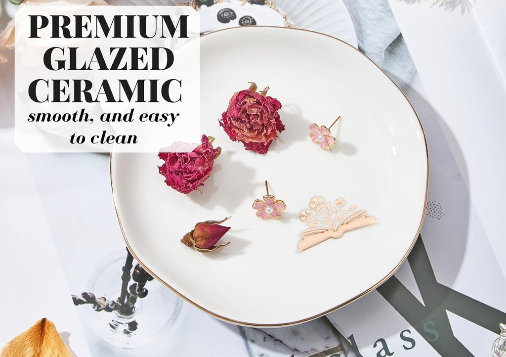 Book Lovers Gifts for Women, 4.75" Ceramic Jewelry Ring Dish Tray
