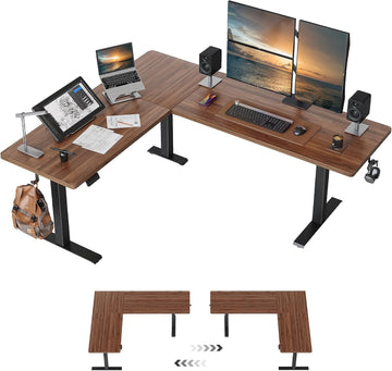 63" x 55" L Shaped Standing Desk Adjustable Height, Electric Stand up Corner Computer Desk, Sit Stand Home Office
