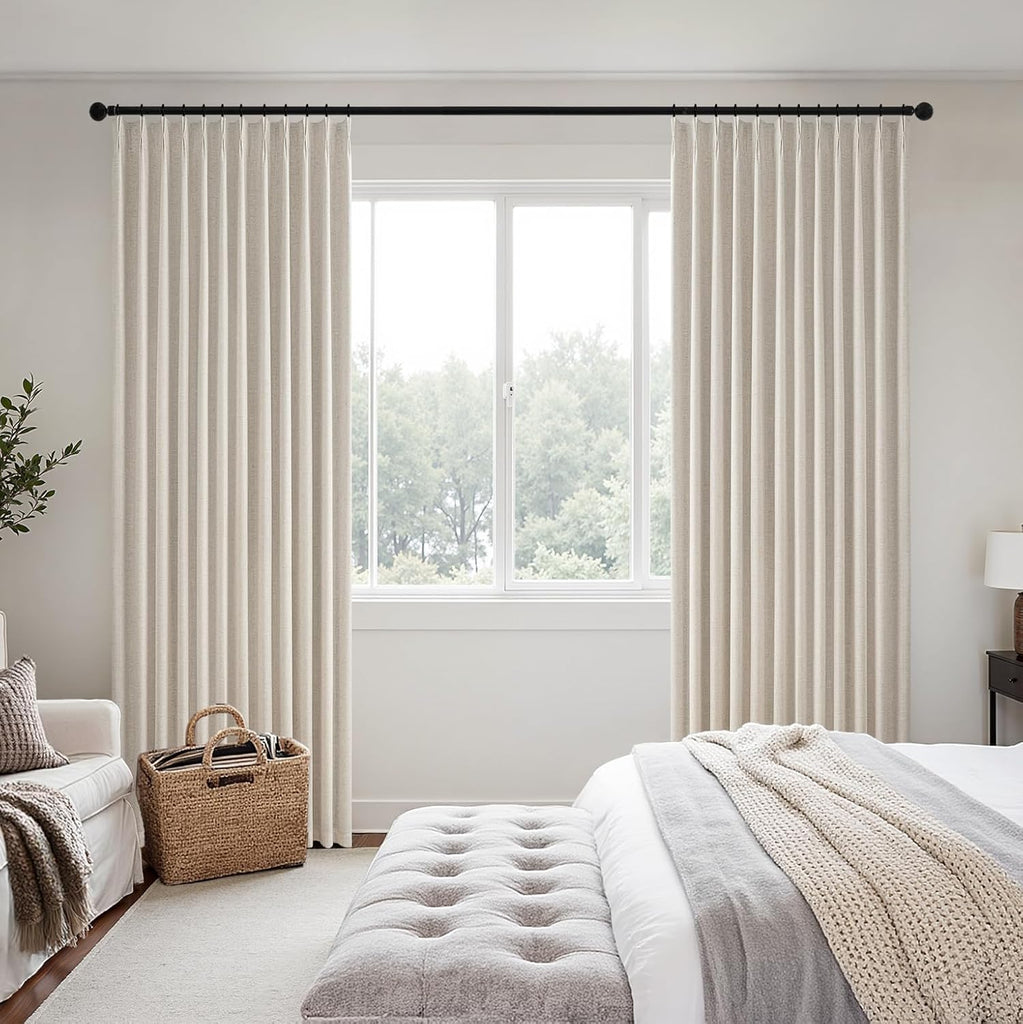 Chambray Blue Pinch Pleated 100% Blackout Curtains 40x84 Inches