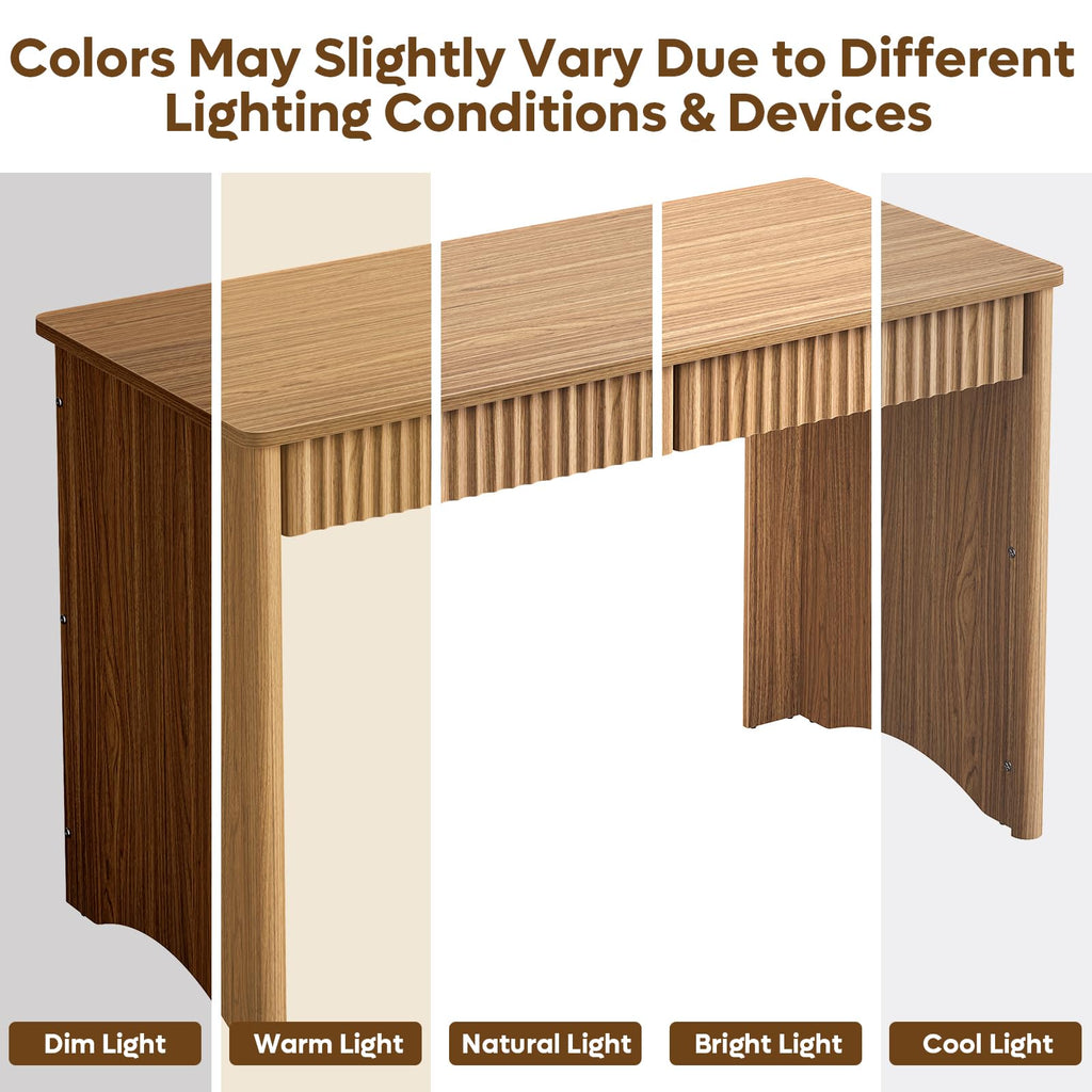47‐Inch Fluted Wood Computer Desk with Drawers