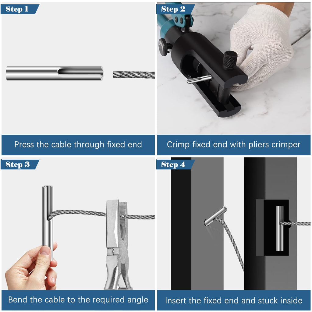 30Pack 1/8" Invisible Cable Railing Kit Terminal Toggle Anchor Angle, T316 Stainless Steel Adjustable Cable Railing