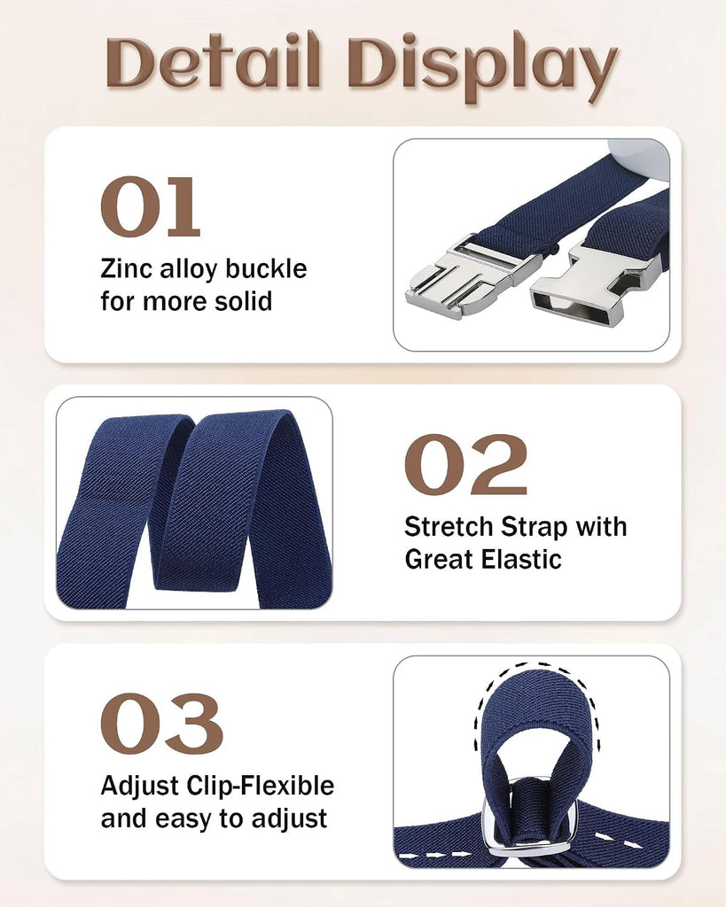Boy Belt for Kid,Elastic Easy Clasp Adjustable Zinc Alloy Buckle Youth Belt