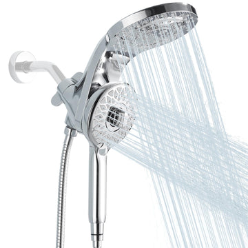 High Pressure Rain Shower Head with Handheld Spray Combo Fixed Showerhead Dual Shower Head Set 10 Sprays Detachable
