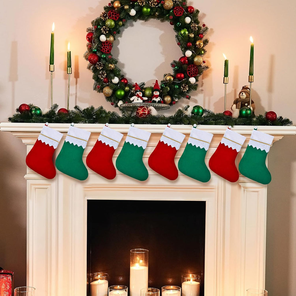 Red and Green Christmas Stockings Bulk, 4 x 7 Inch - Set of 72