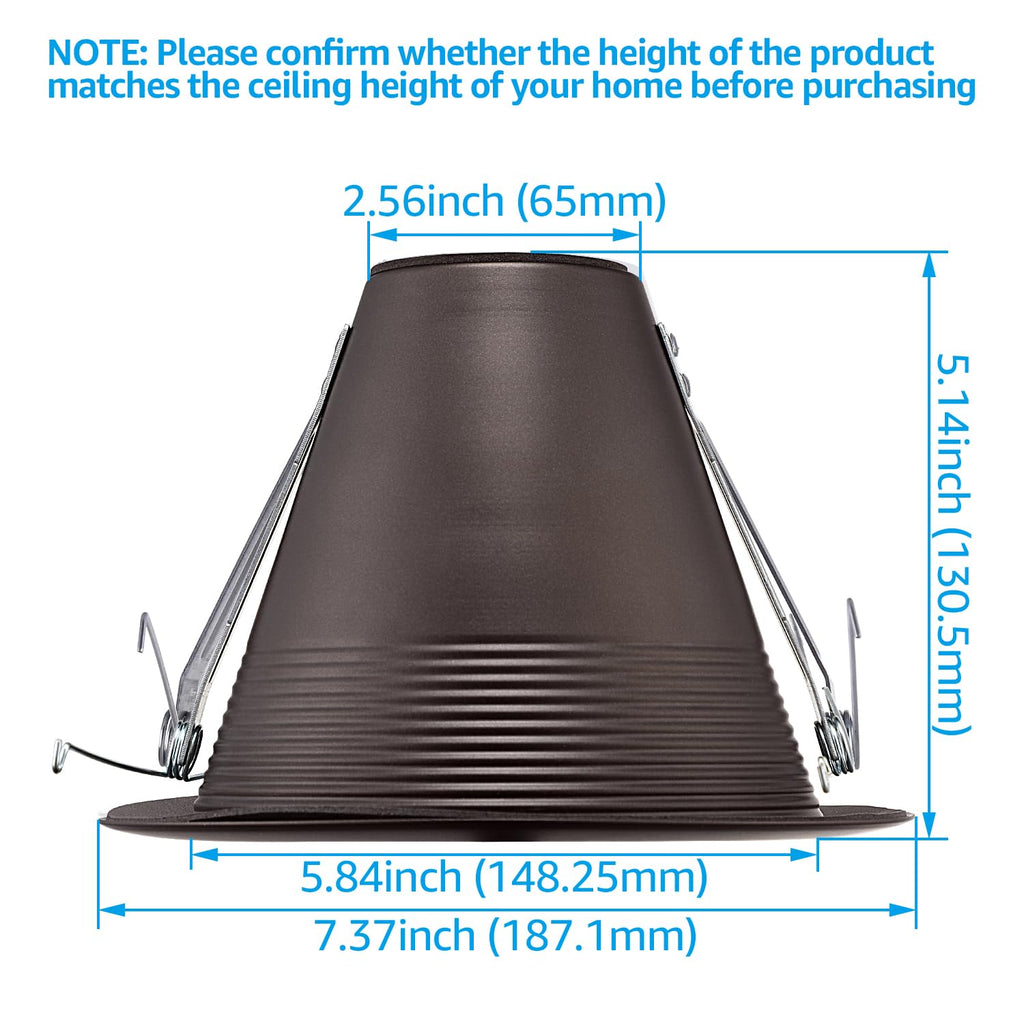 6" Recessed Can Light Trim Self-Flanged, Oil Rubbed Bronze
