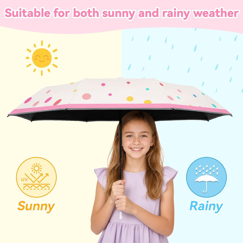 Kids Folding Umbrella Auto Open & Close for Girls Boys