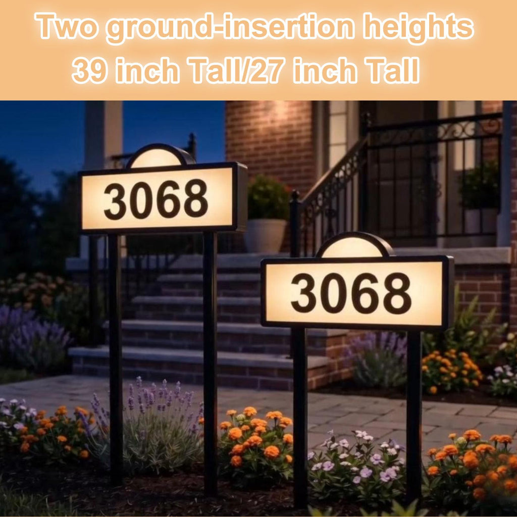 Solar House Numbers for Outside, Lighted Address Sign Yard