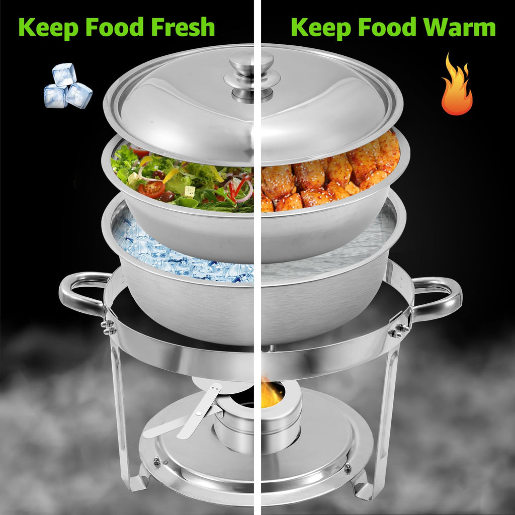 5 QT Chafing Dishes 4 PACK, Premium Stainless Steel Complete Set