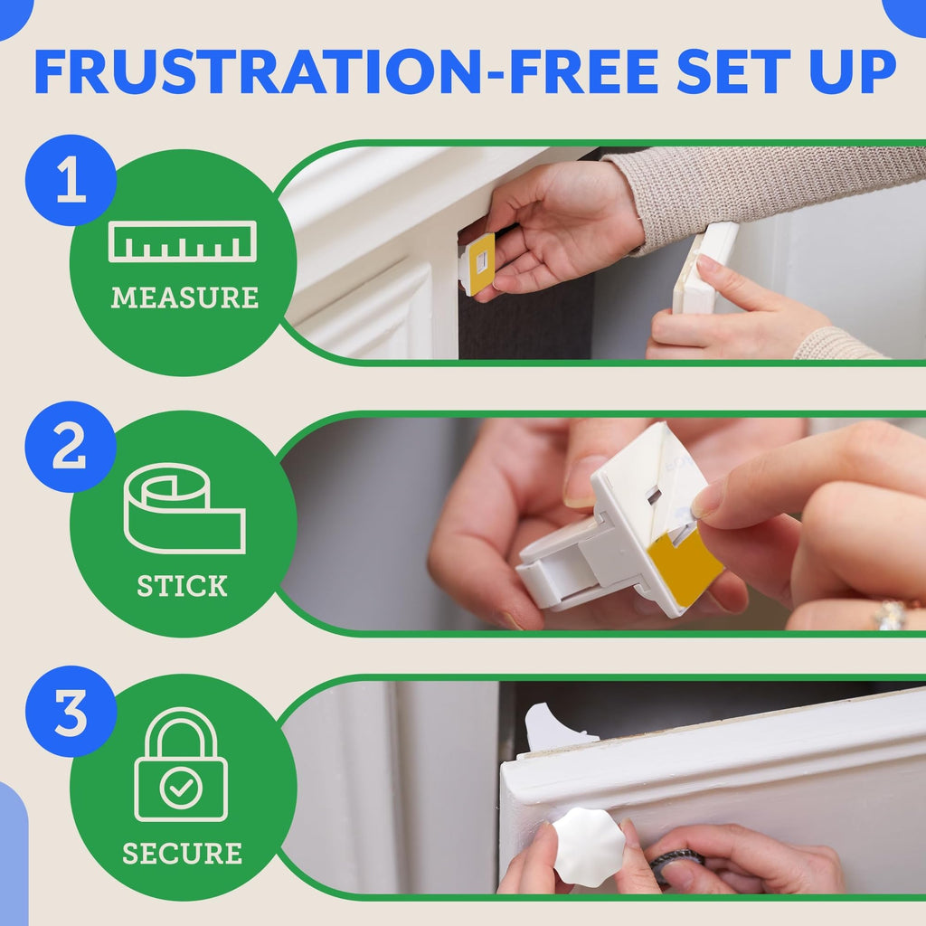 Magnetic Cabinet Locks for Babies, Child Safety Locks, 12 Pack