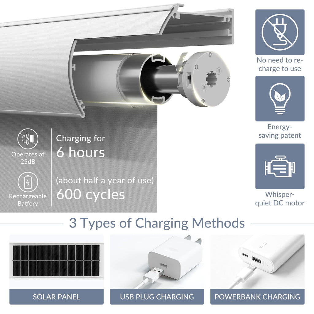 Motorized Roller Blinds - Blackout Chamarel Fabric Smart Electric Shades with Remote, Compatible with Alexa/Google