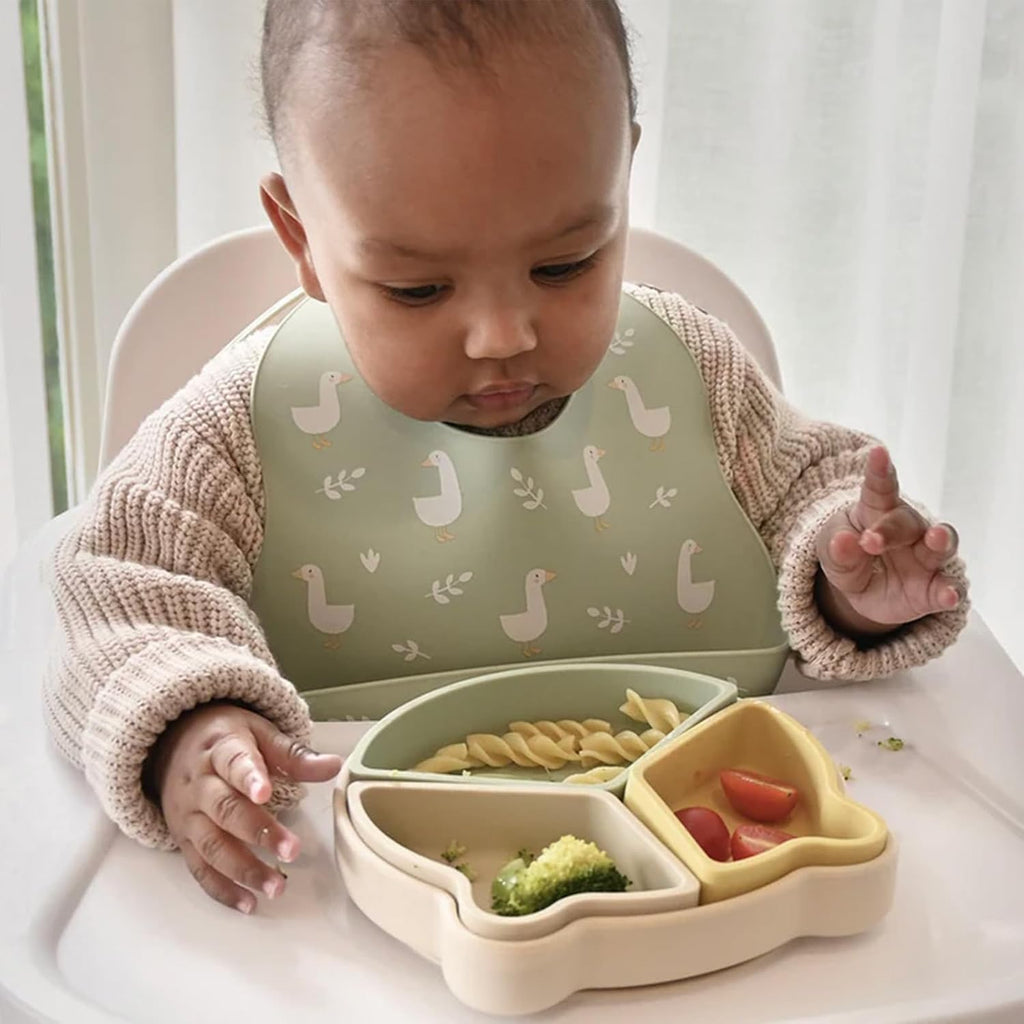 Silicone Bibs 2 Sets Baby Bibs with Food Catcher for Girls Boys Toddlers BPA Free Waterproof Soft Durable