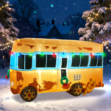 Christmas Inflatable Outdoor Decorations, 7FT Giant RV Blow Up Yard Decoration, Built-in LED Lights Inflatables Xmas