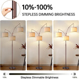 Dimmable Floor Lamp, 3 Lights Brown Arc Floor Lamp