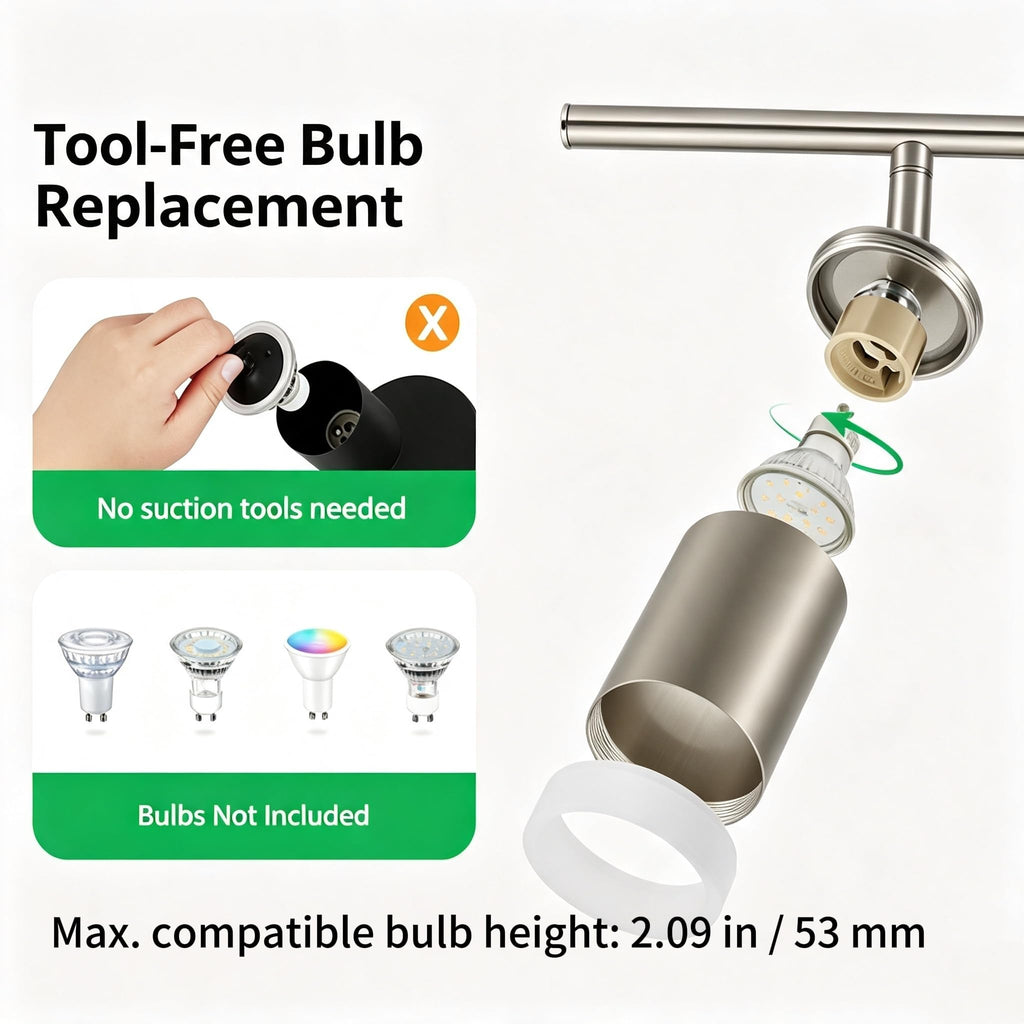 4 Light Kitchen Track Lighting Fixtures Adjustable Ceiling Light,24 Inch ETL List Nickel LED Rail Spotlight