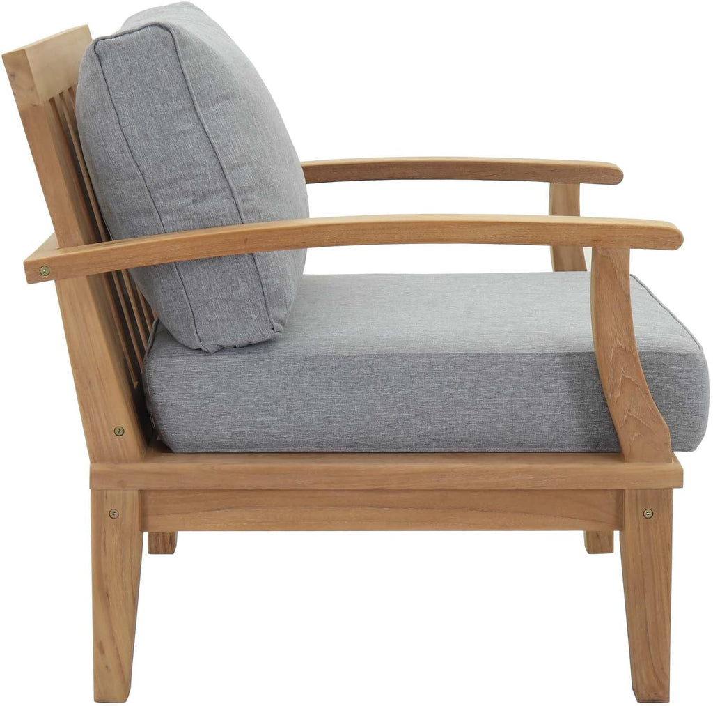 Marina Premium Grade A Teak Wood 4-Piece Outdoor Patio Furniture Set, Natural Gray