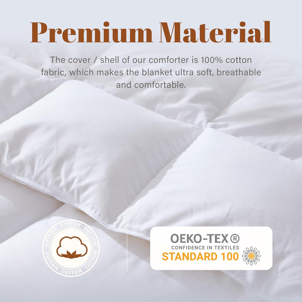 Twin Feather Down Fiber Comforter - Ultra Soft 100% Cotton Duvet Insert