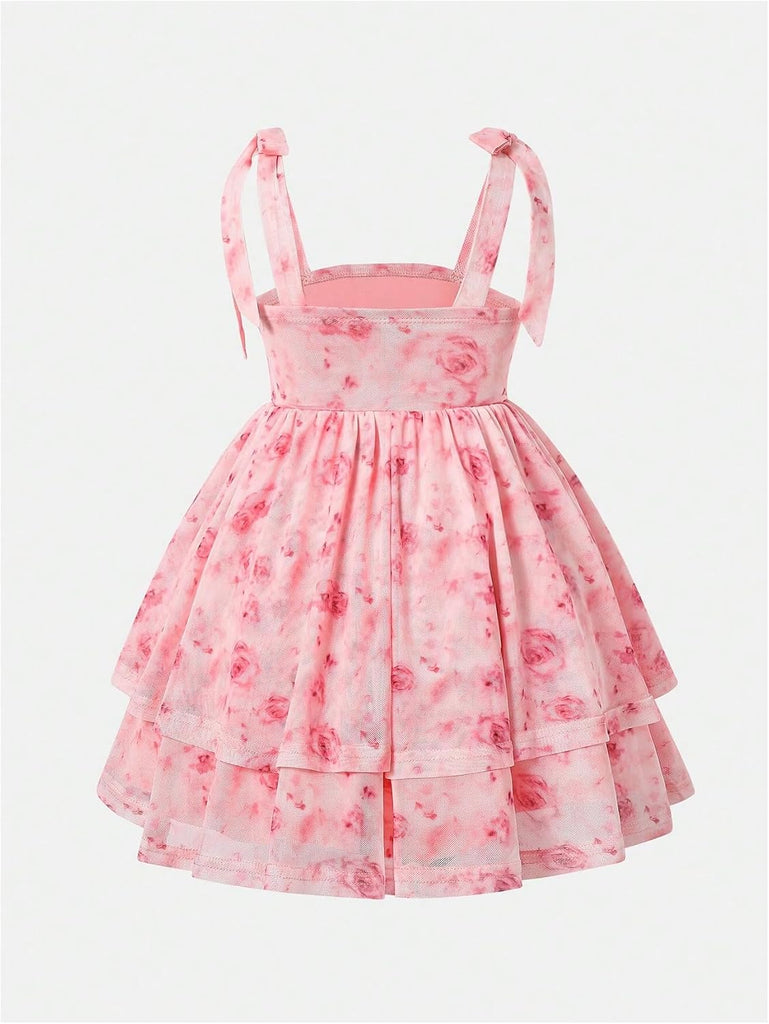 Toddler Girl's Floral Layered Ruffle Tank Dress Cute Summer Outfits
