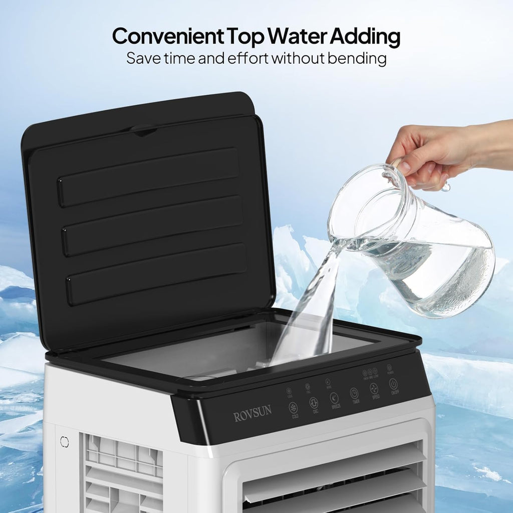 7.9Gal Portable Swamp Cooler, 2300CFM Evaporative Air Cooler with Auto Oscillating, Remote, 3 Speeds