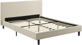 Anya Upholstered Beige Platform Bed with Wood Slat Support in Queen