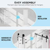 72" x 96" (Double 36" x 96" Doors) Barn Door with 12FT Sliding Door Hardware Kit Included, Assemblel