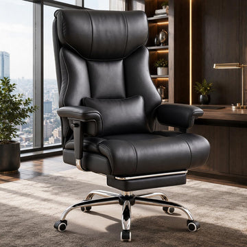Big and Tall Office Chair,Heavy Duty Gaming Chair with Foot Rest and Wide Pocket Spring Cushion Reclining Height