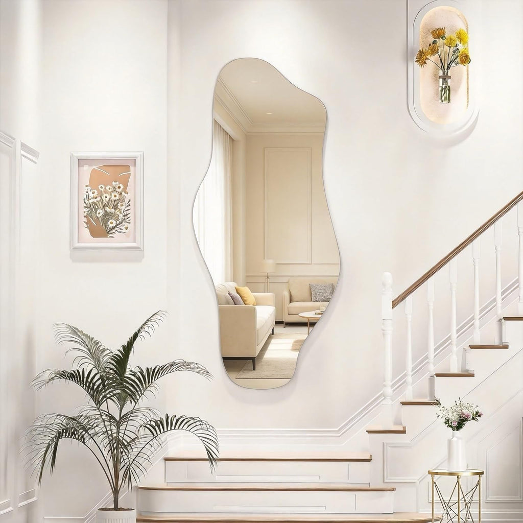 48"x22" Irregular Wall Mirror Frameless Asymmetrical Mirror for Wall