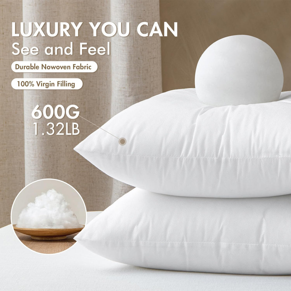 Throw Pillow Inserts 20x20 Inches with 100% Virgin Filling - Set of 2