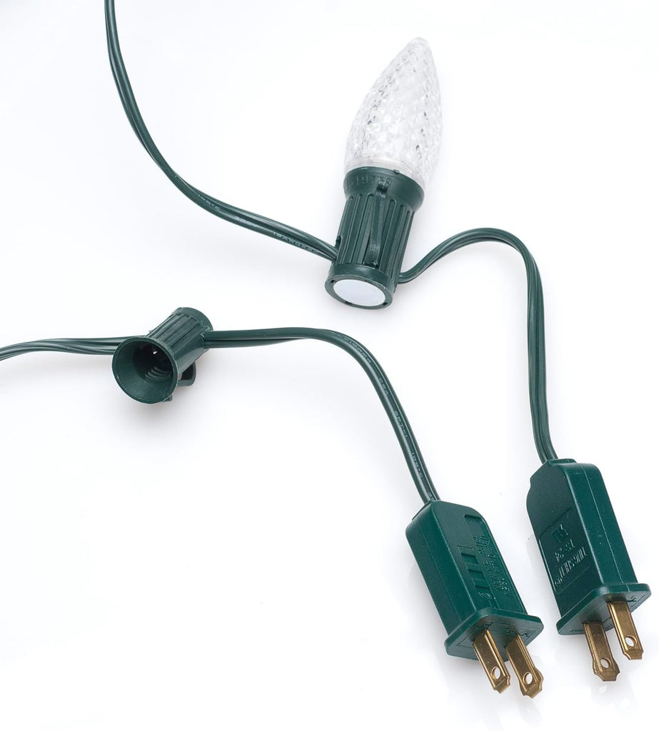 Magnetic Christmas Light Strand Green, 25ft & 100ft Length, Pre-Screwed Bulbs Included (Warm-White), Pairs with