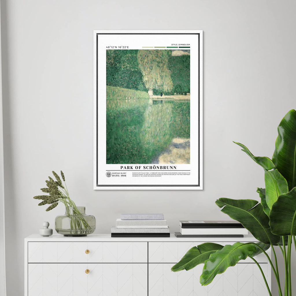 Framed Canvas Print Wall Art Park Schonbrunn by Gustav Klimt Master Artist Nature Wilderness Wilderness Illustration