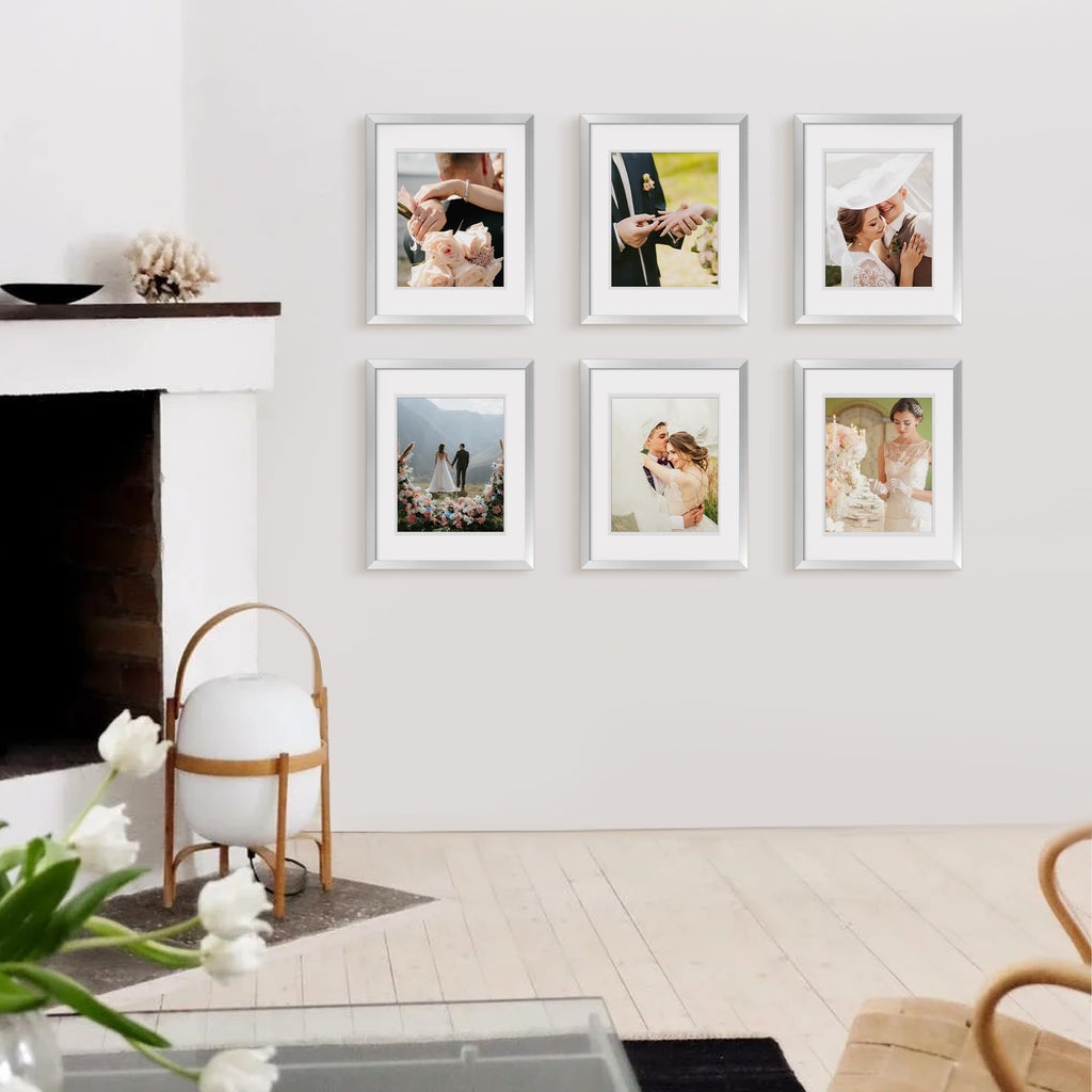 8x10 Picture Frame, Gallery Wall Frames Set of 5, Silver