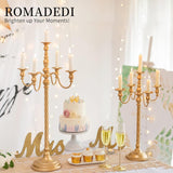 Candelabra Gold Candle Stand: 28" Tall 5-Branch Candlestick Holderoliday Event Reception Decoration,2Pcs