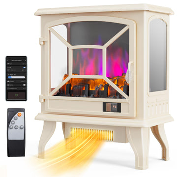 1400W Electric Fireplace Stove Space Heater, 23''H Portable Freestanding with 68°F-95°F Temp Control, 3D Realistic