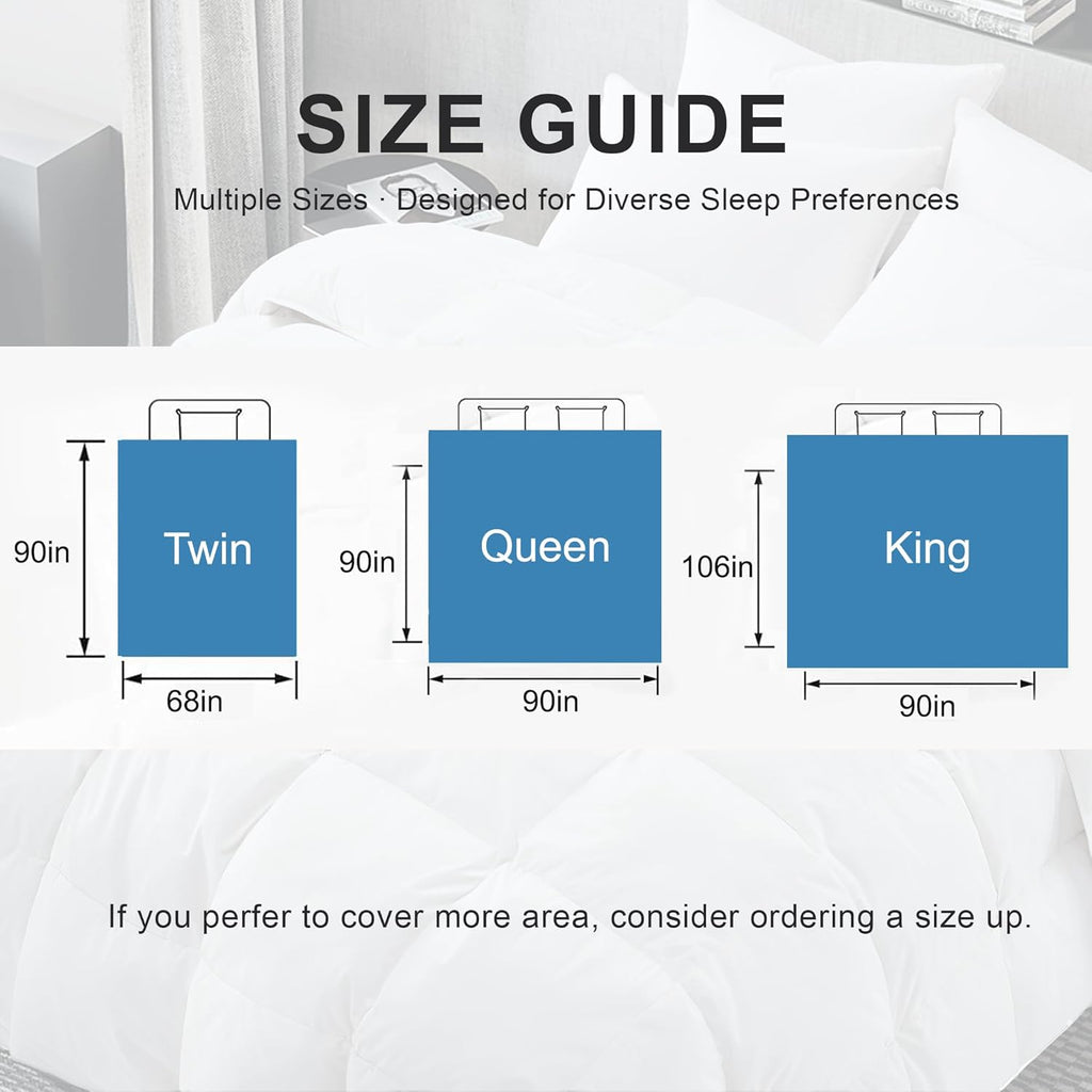 Goose Feather Down Comforter Queen, White 100% Cotton Duvet Insert