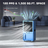 120 PPD Commercial Dehumidifier without Pump, LGR Technology, Auto Defrost, for Basements, Large Rooms