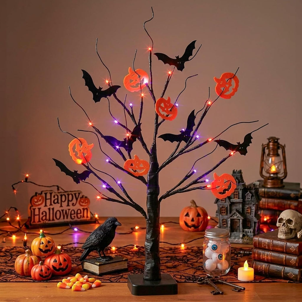 Halloween Decorations, Halloween Tree Lights, Lighted Black Tree