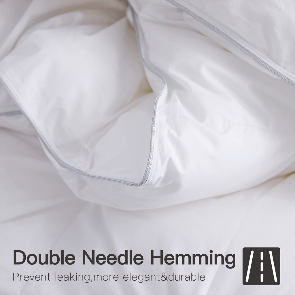 All Season Luxurious White Goose Down Feather Fiber Comforter Duvet Inserts - Medium Warmth Ultra Soft 750