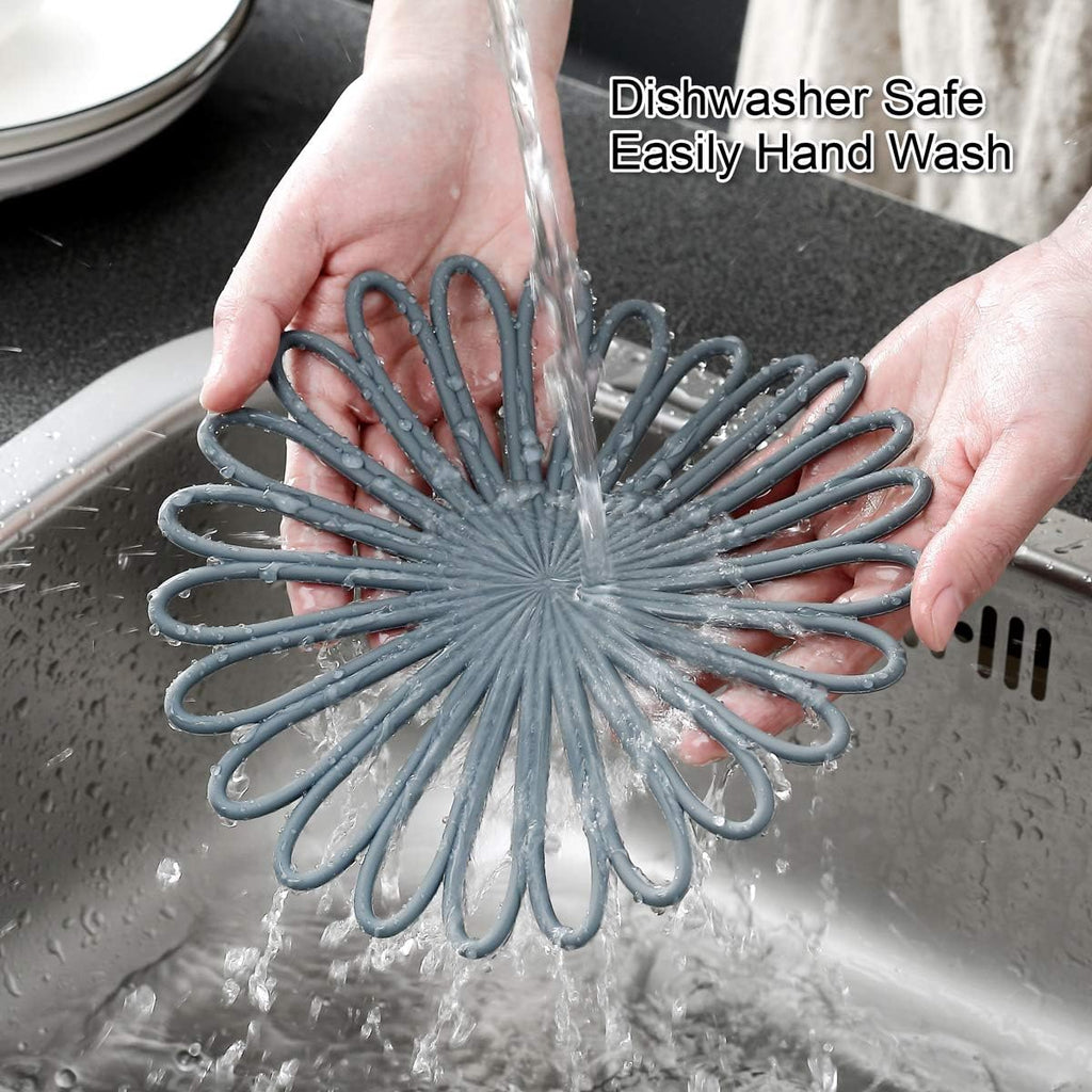 Silicone Trivet Mat - Non-Slip & Heat Resistant Modern Kitchen Hot Pads for Table & Countertop - Trivet - Set of 3