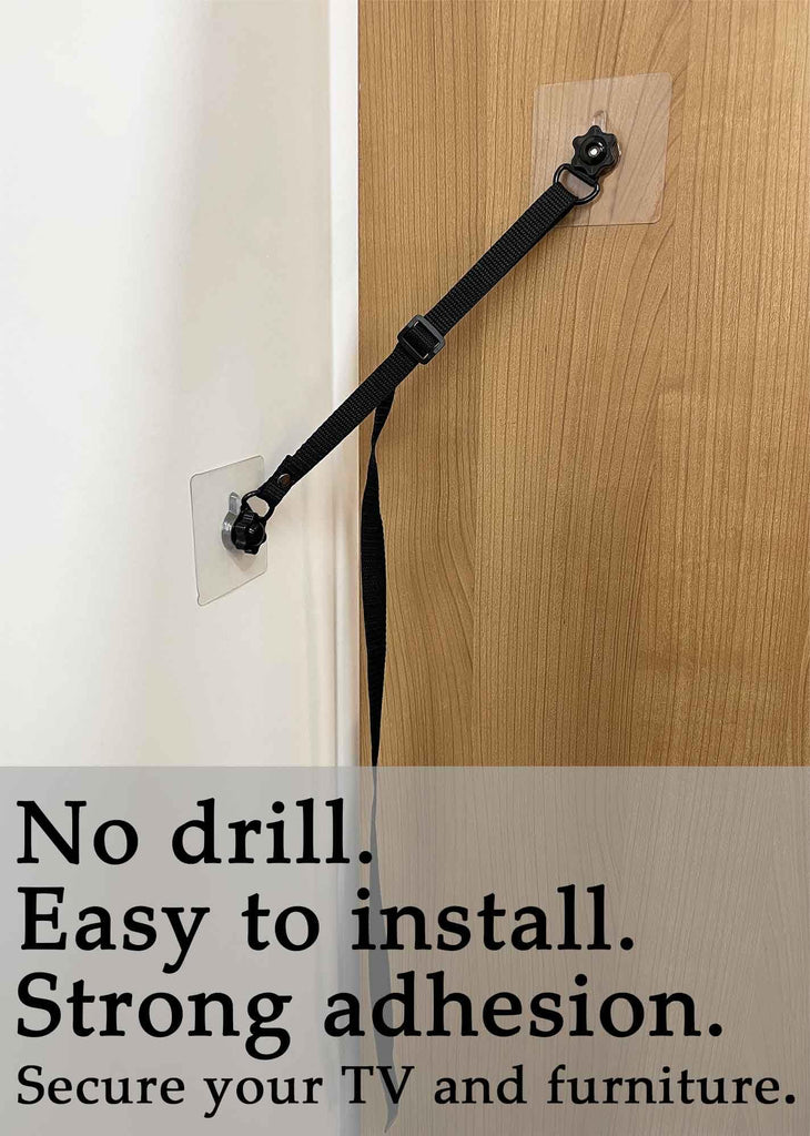 6 Pack Adjustable TV Safety Straps, No-Drill Adhesive Anti-Tip Furniture Anchors for Baby Proofing, Flat Screens Fix