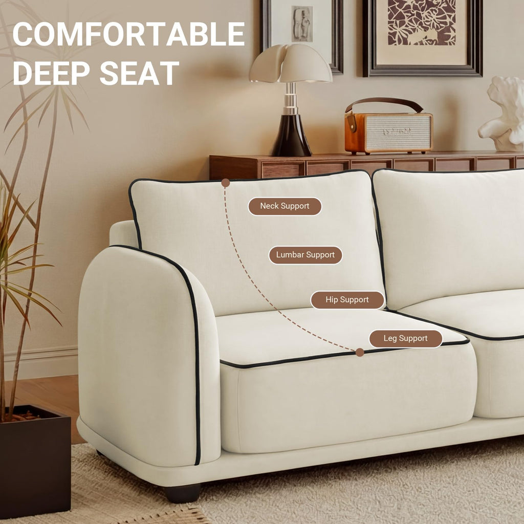 104 Inch L Shaped Modular Sectional Sofa, 4 Seater Modern Cloud Chenille Comfy Couch with Movable Ottoman & 3 Back