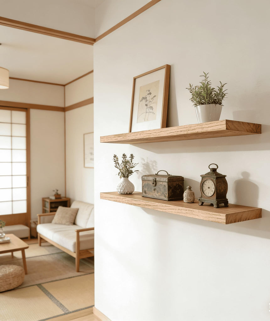 Light Wood Floating Shelves for Wall Shelf 17 Inch Set of 6