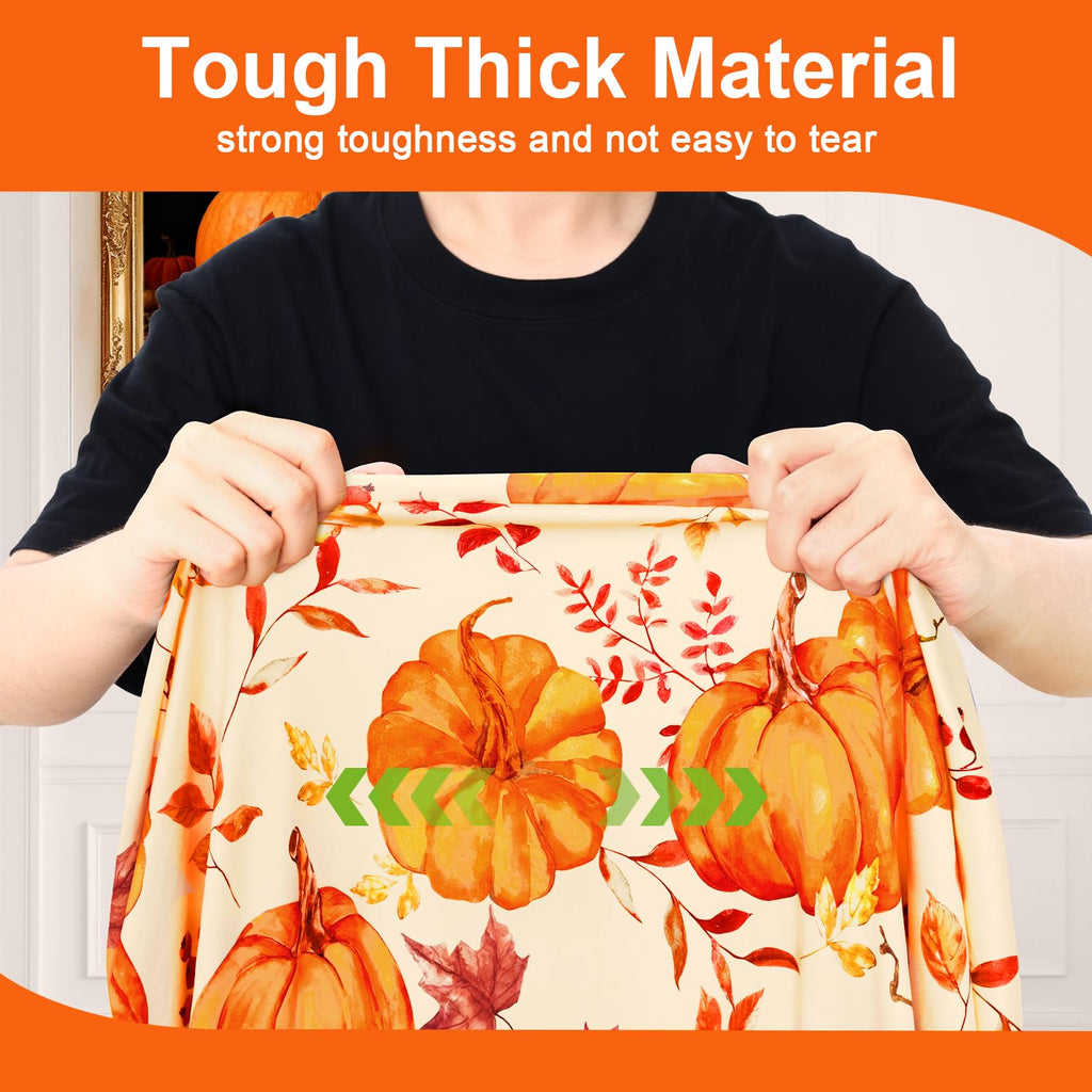 Thanksgiving Round Spandex Tablecloth, Fitted Cover for 45"-56" Table