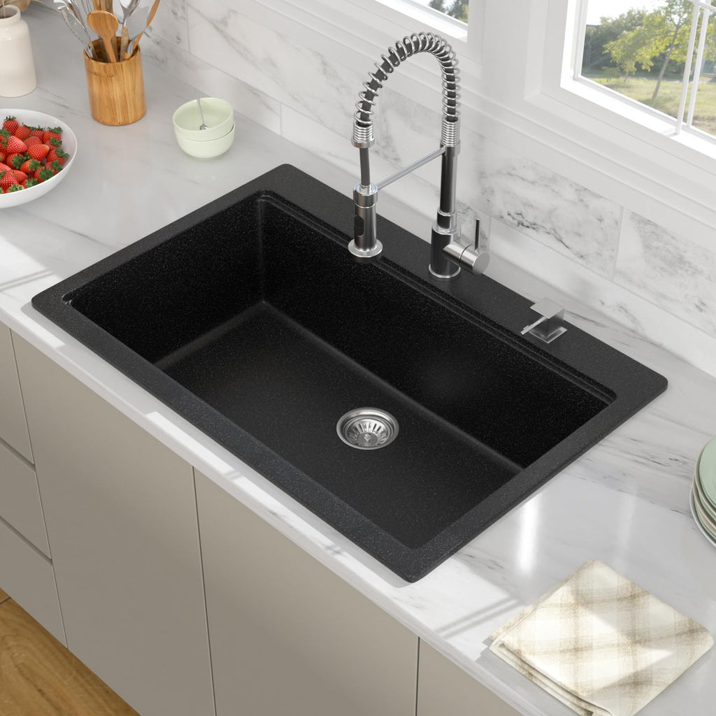 33 Black Granite Composite Kitchen Sink