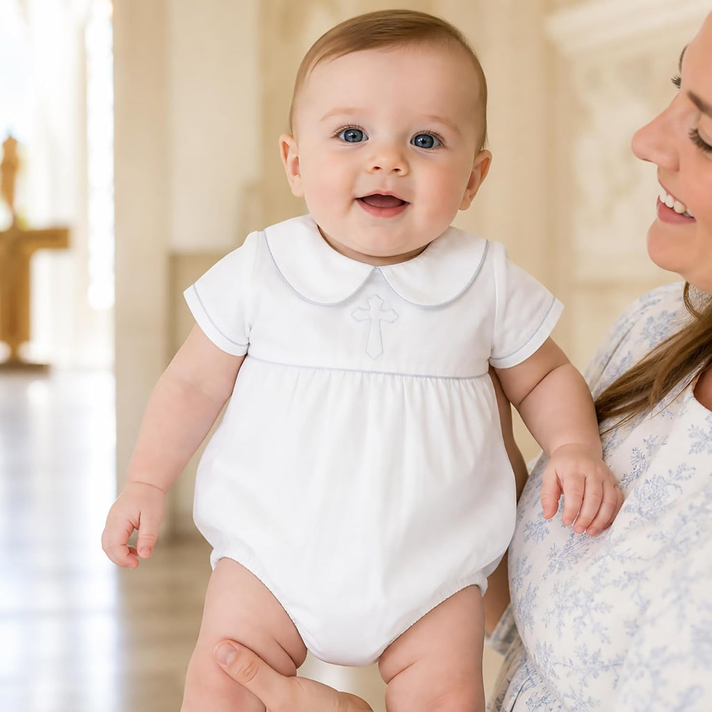Baby Boys Heirloom Baptism Bubble Romper, Christening Outfit